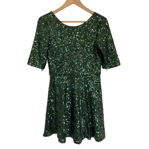 French Connection Green Sequin Party Dress Size 6 Special Event Holiday Pullover